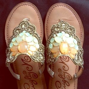 Ladies Sandals, Multi-Colored Stones